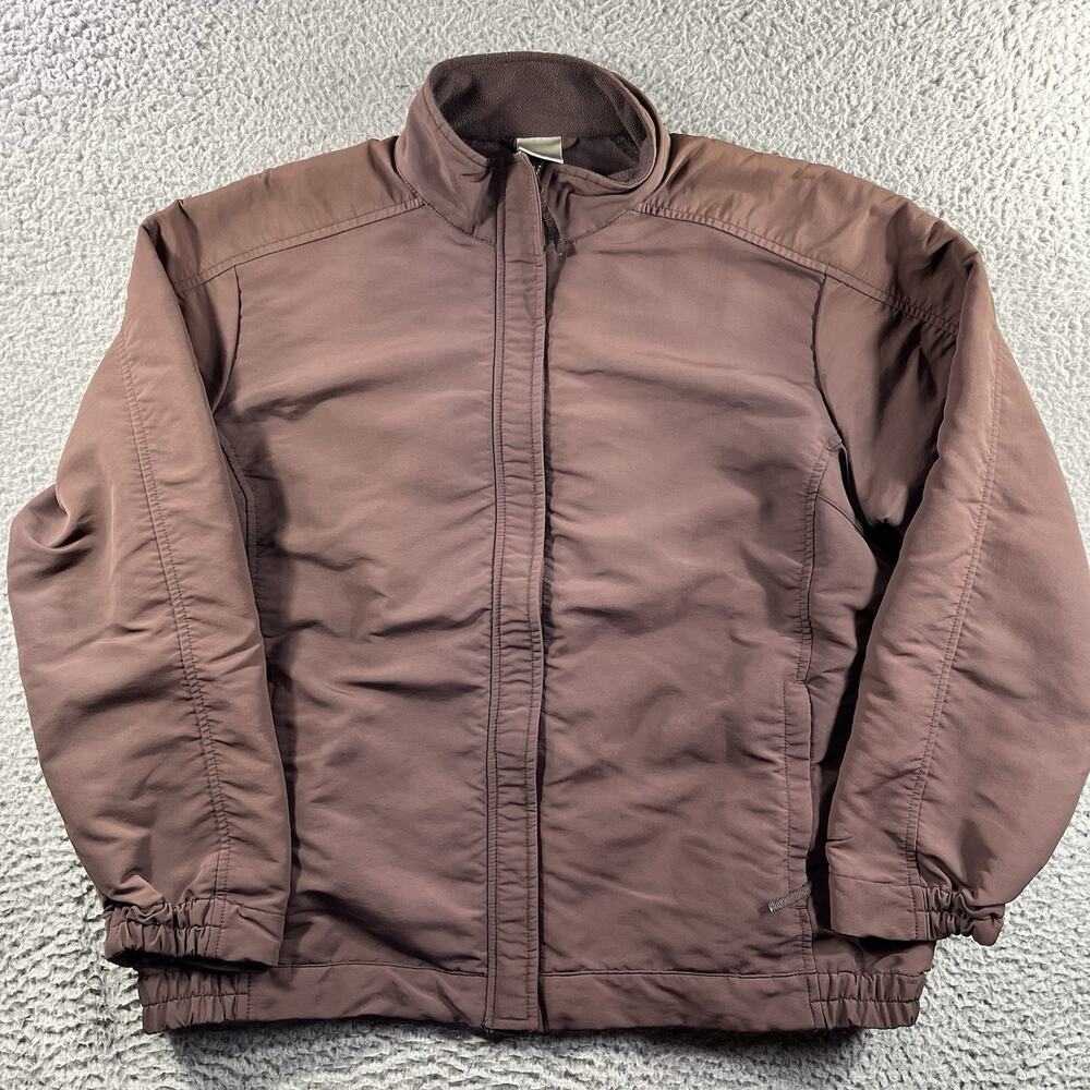 Vintage Nike Jacket Youth Large L 12-14 Brown Fleece Lined Nylon Full Zip Swoosh